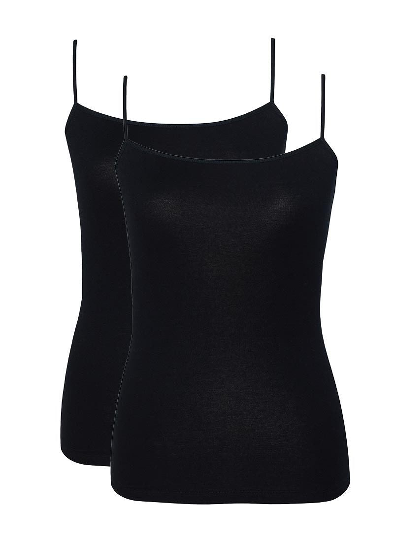 Damen Top mit dünnen Trägern 2er-Pack - Schwarz