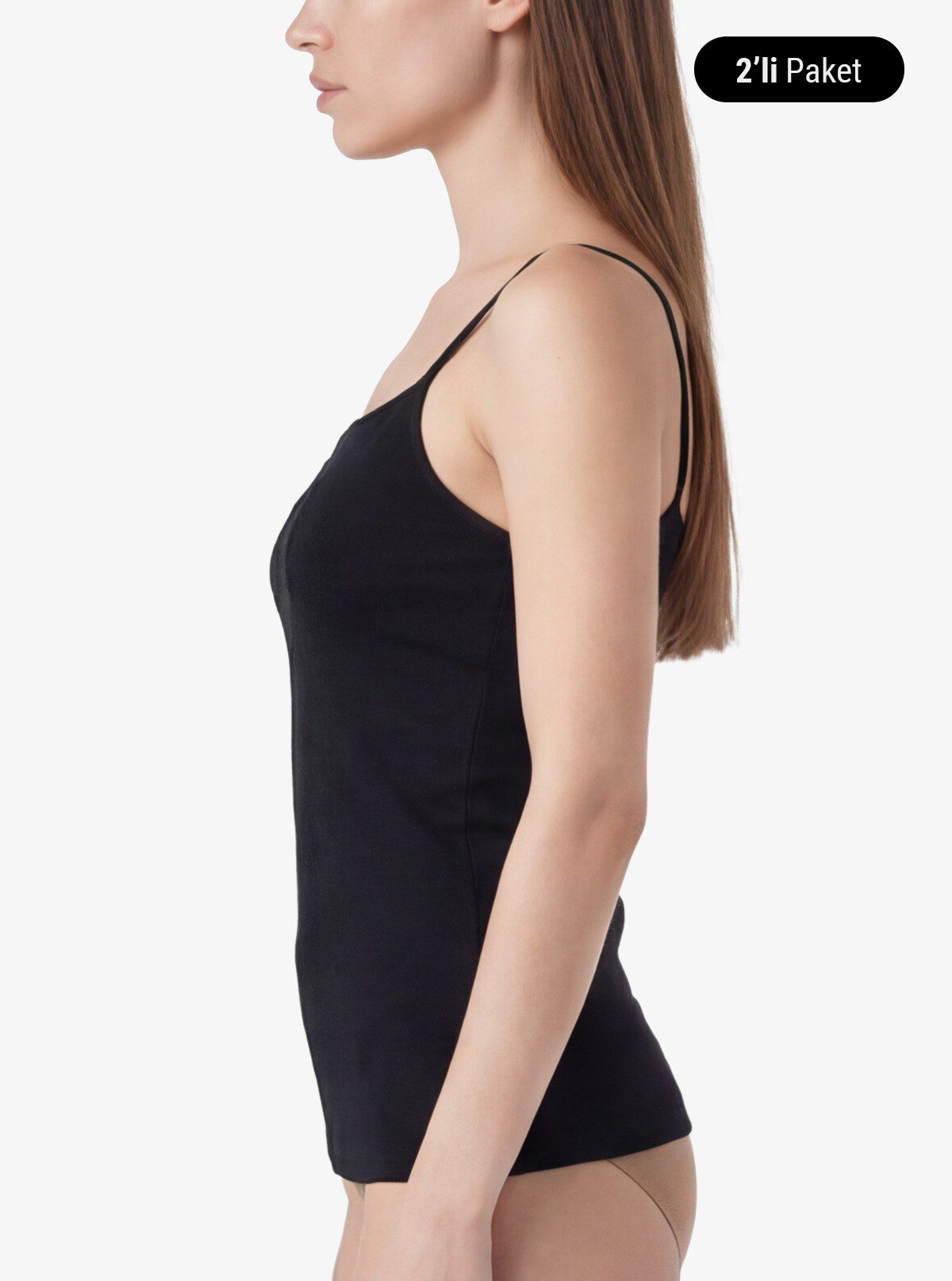 Damen Top mit dünnen Trägern 2er-Pack - Schwarz