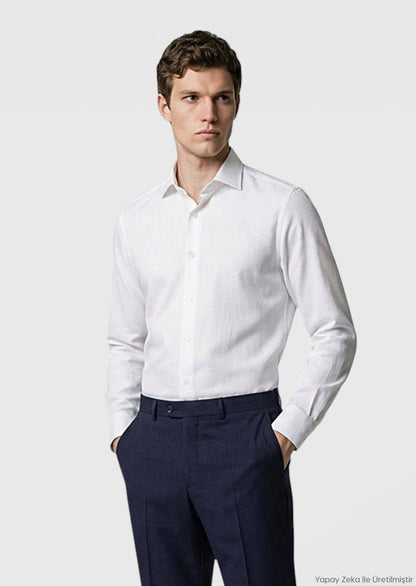 Marineblaue moderne Wollmix-Hose