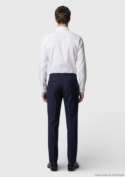 Marineblaue moderne Wollmix-Hose