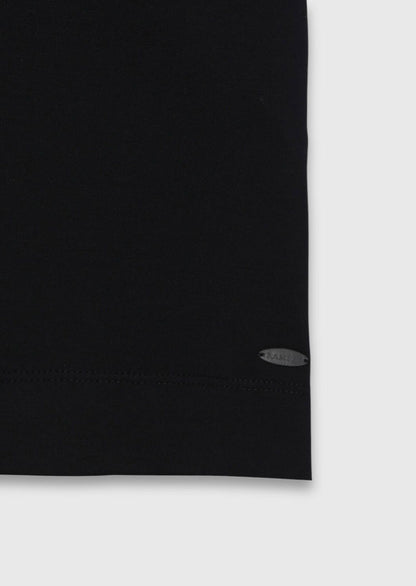 Schwarzes T-Shirt aus Seidenmischgewebe mit Rundhalsausschnitt