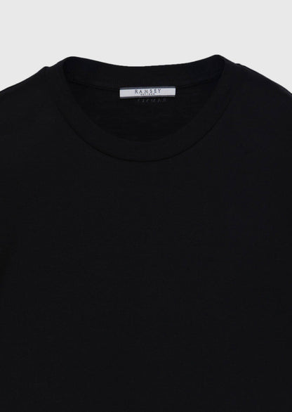 Schwarzes T-Shirt aus Seidenmischgewebe mit Rundhalsausschnitt
