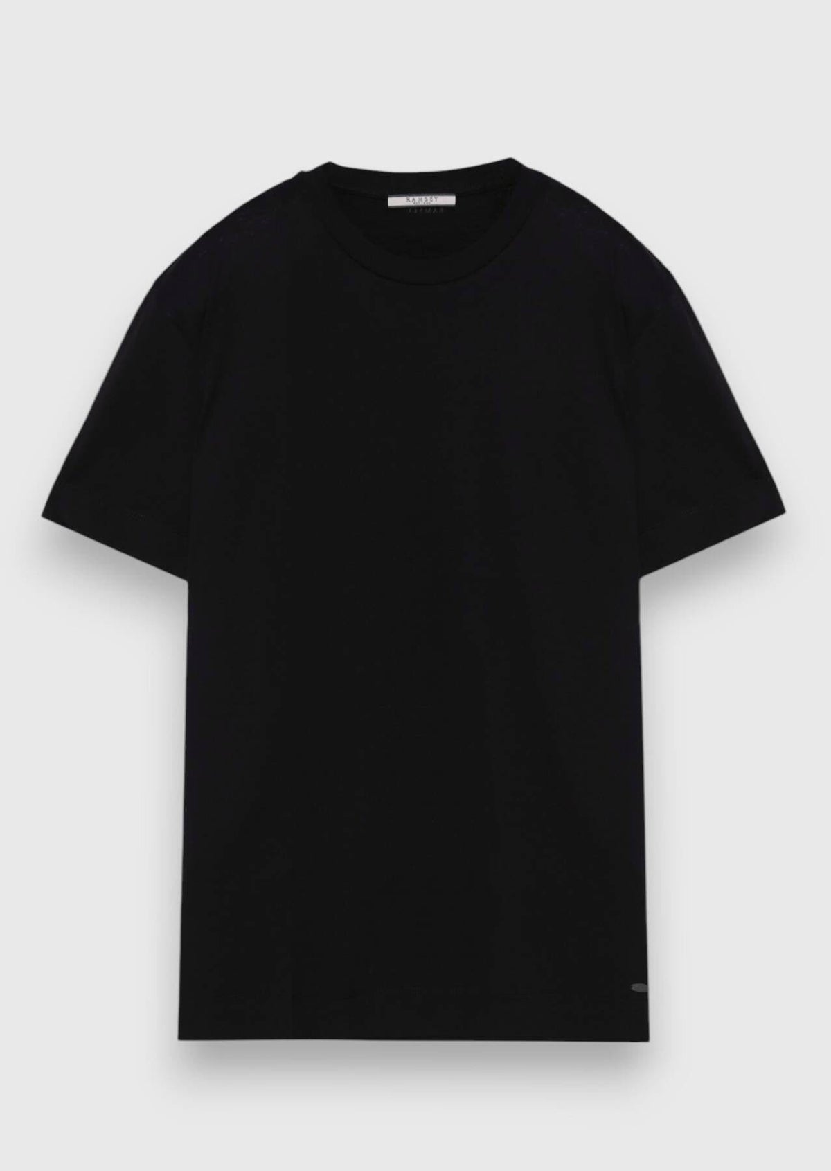 Schwarzes T-Shirt aus Seidenmischgewebe mit Rundhalsausschnitt