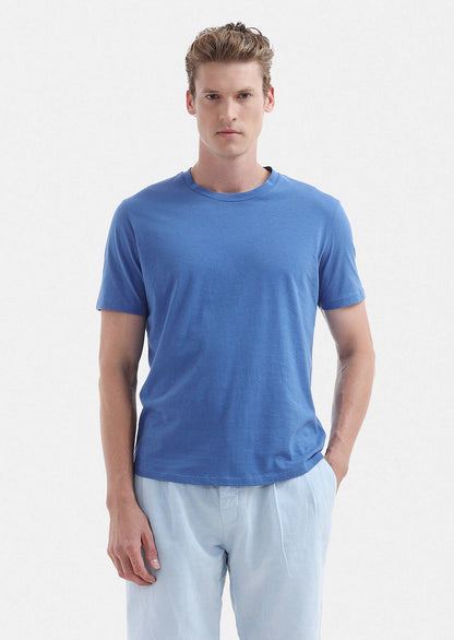 Einfarbiges T-Shirt mit Rundhalsausschnitt aus 100 % Baumwolle