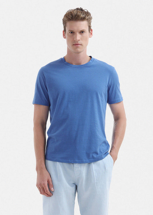 Einfarbiges T-Shirt mit Rundhalsausschnitt aus 100 % Baumwolle
