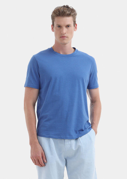 Einfarbiges T-Shirt mit Rundhalsausschnitt aus 100 % Baumwolle