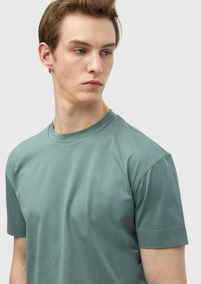 Einfarbiges T-Shirt mit Rundhalsausschnitt aus 100 % Baumwolle