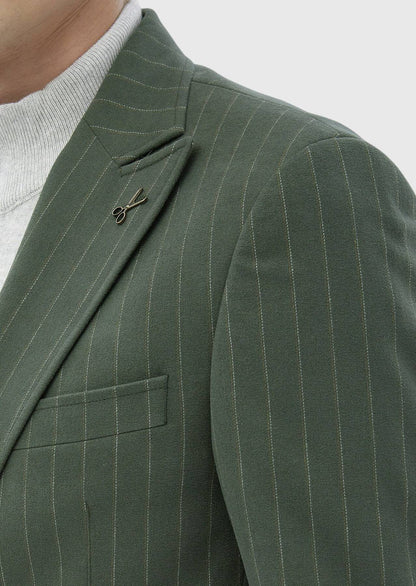Gestreifte, schmal geschnittene Jacke aus Baumwollmischgewebe
