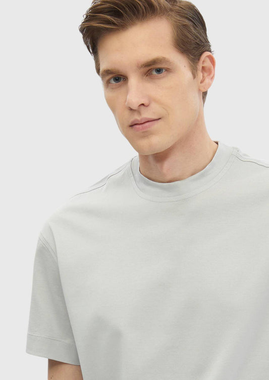 Einfarbiges T-Shirt mit Rundhalsausschnitt aus 100 % Baumwolle