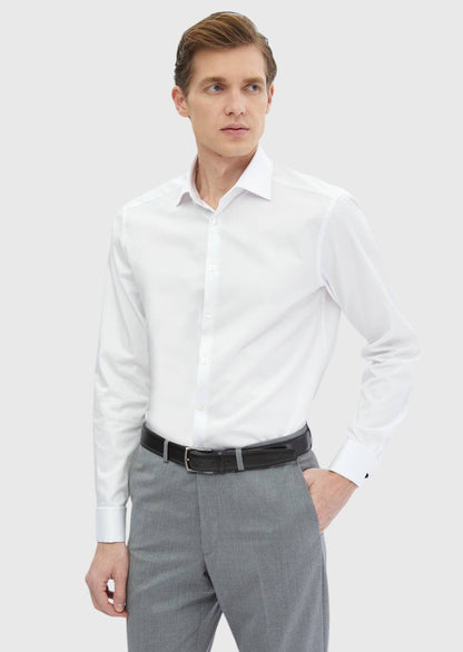 Weißes Klassisches Baumwollhemd Regular Fit