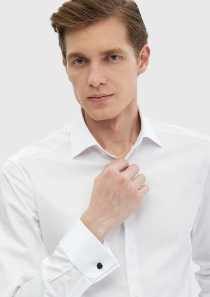 Weißes Klassisches Baumwollhemd Regular Fit