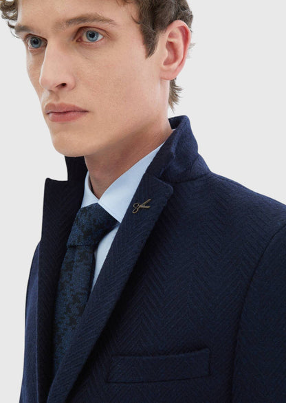 Gemusterte Jacke mit schmaler Passform und Schulterpartie aus Wollmischgewebe