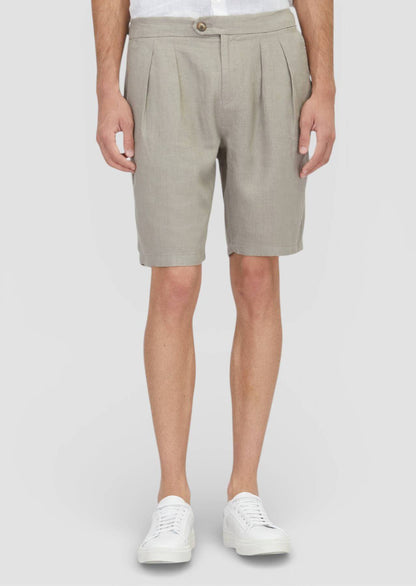 Beige gewebte Karotten-Shorts aus 100 % Leinen für den täglichen Gebrauch
