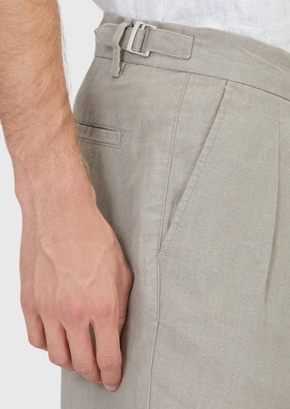 Beige gewebte Karotten-Shorts aus 100 % Leinen für den täglichen Gebrauch