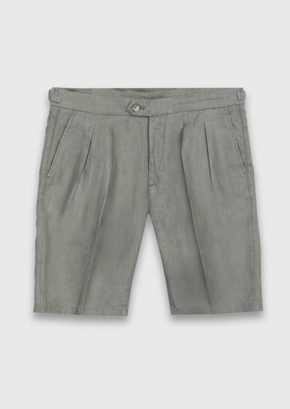 Khakifarbene, gewebte Komfort-Bermudashorts aus 100 % Baumwolle