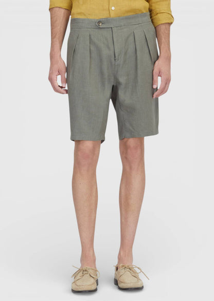 Khakifarbene, gewebte Komfort-Bermudashorts aus 100 % Baumwolle