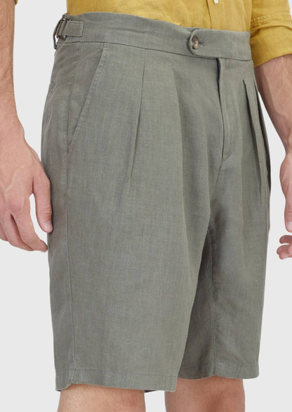 Khakifarbene, gewebte Komfort-Bermudashorts aus 100 % Baumwolle