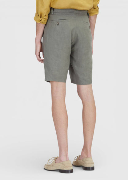 Khakifarbene, gewebte Komfort-Bermudashorts aus 100 % Baumwolle