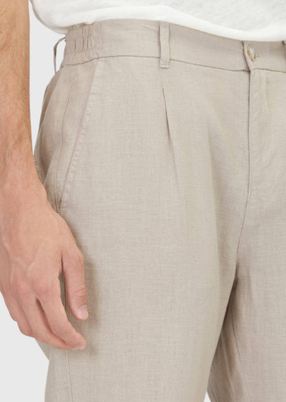 Beigefarbene Jogginghose aus 100 % Leinen, ideal für den Alltag.