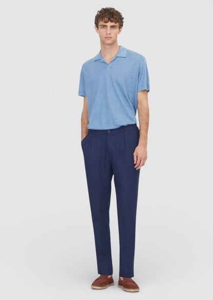 Marineblaue Jogginghose aus gewebtem Leinen, 100 % Leinen