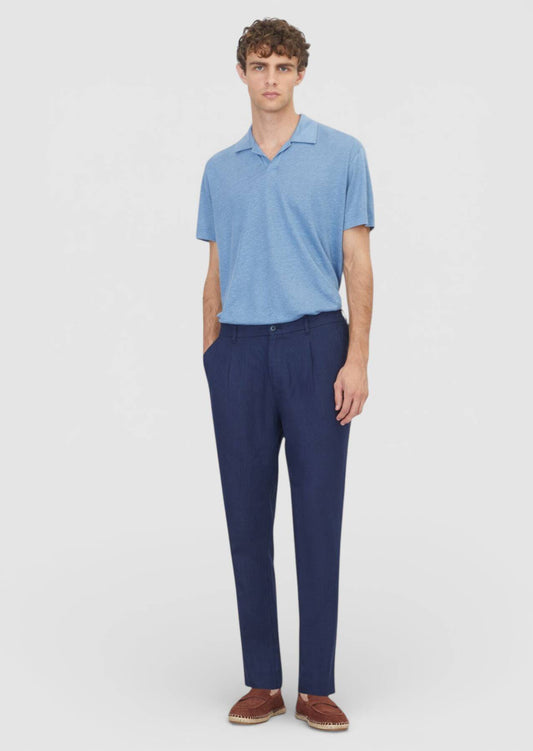 Marineblaue Jogginghose aus gewebtem Leinen, 100 % Leinen