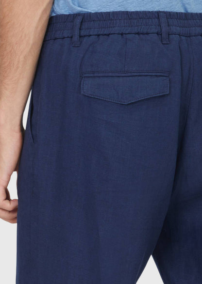 Marineblaue Jogginghose aus gewebtem Leinen, 100 % Leinen