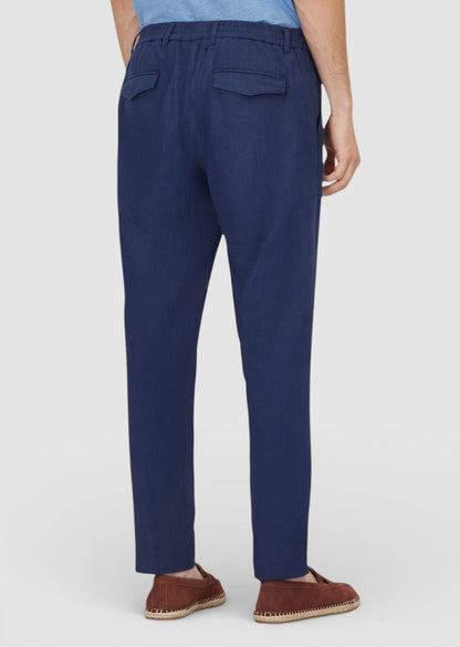 Marineblaue Jogginghose aus gewebtem Leinen, 100 % Leinen