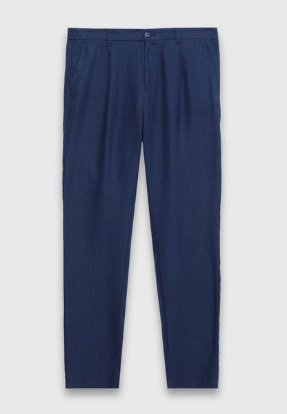 Marineblaue Jogginghose aus gewebtem Leinen, 100 % Leinen