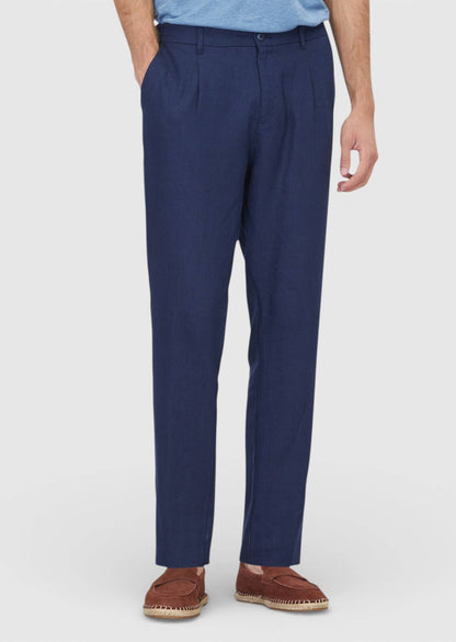 Marineblaue Jogginghose aus gewebtem Leinen, 100 % Leinen