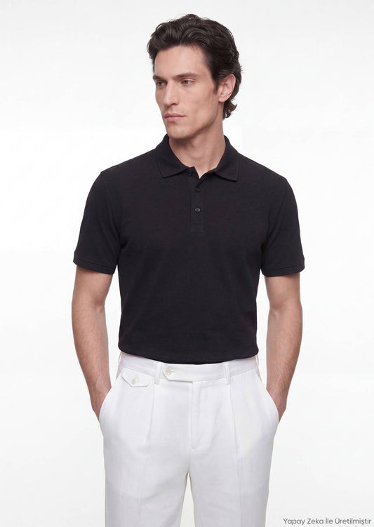Schwarzes, schlichtes Polo-Shirt