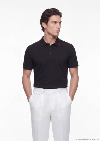 Schwarzes, schlichtes Polo-Shirt