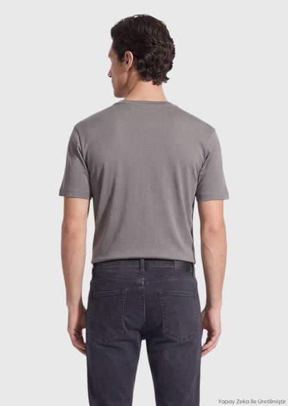 Graues T-Shirt mit Rundhalsausschnitt