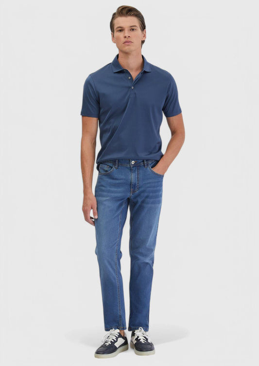 Blaue Slim-Fit-Jeans aus Baumwollmischung
