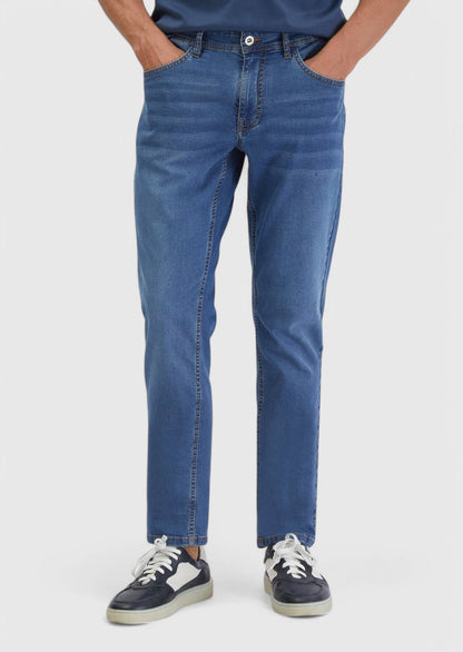 Blaue Slim-Fit-Jeans aus Baumwollmischung