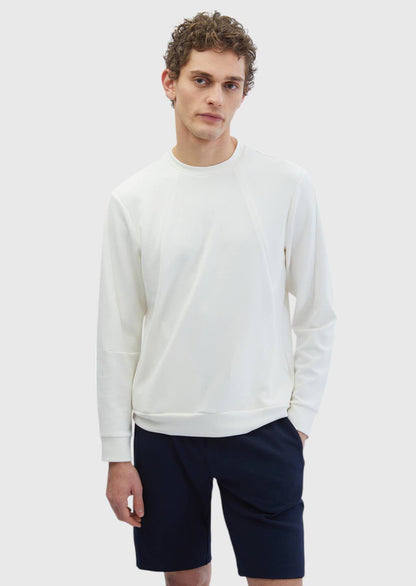 Ecrufarbenes, schlichtes Sweatshirt mit Rundhalsausschnitt