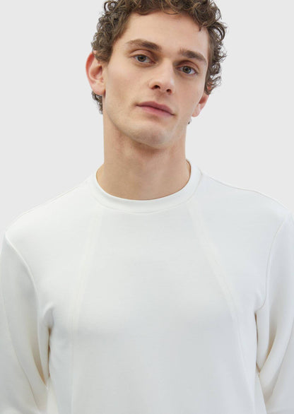 Ecrufarbenes, schlichtes Sweatshirt mit Rundhalsausschnitt