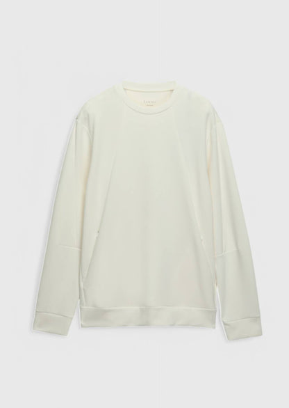 Ecrufarbenes, schlichtes Sweatshirt mit Rundhalsausschnitt