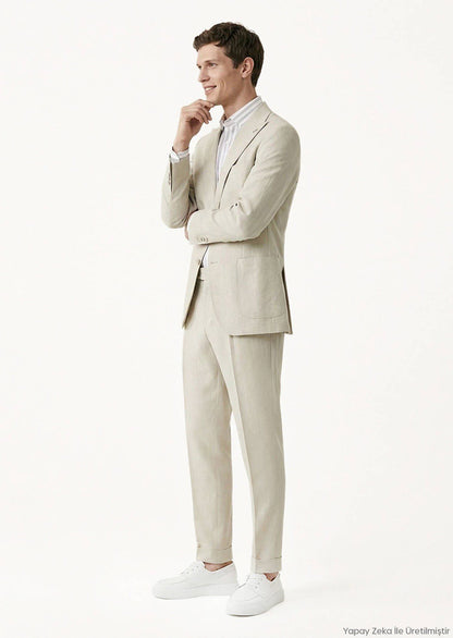 Slim-Fit-Anzug aus 100 % Leinen, federleicht.