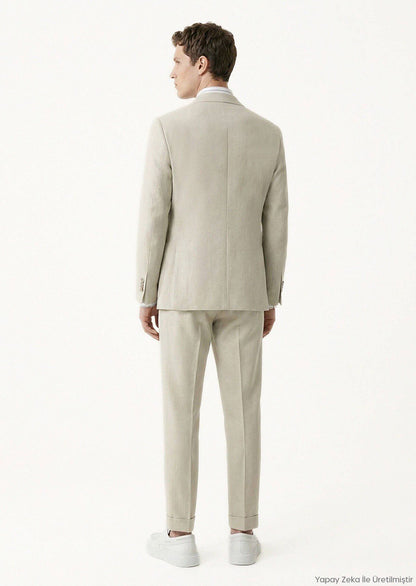 Slim-Fit-Anzug aus 100 % Leinen, federleicht.