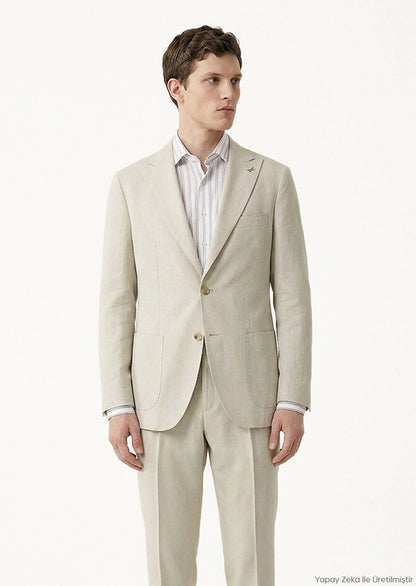 Slim-Fit-Anzug aus 100 % Leinen, federleicht.