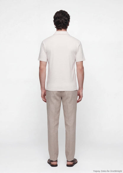 Stone Flat Polo Neck T-Shirt