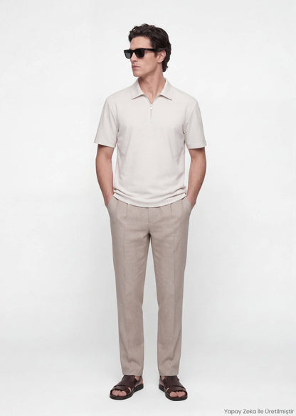 Stone Flat Polo Neck T-Shirt