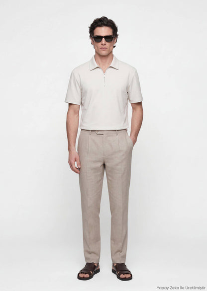 Stone Flat Polo Neck T-Shirt