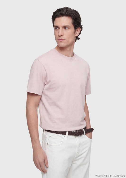 Rosa T-Shirt mit Rundhalsausschnitt aus 100 % Baumwolle