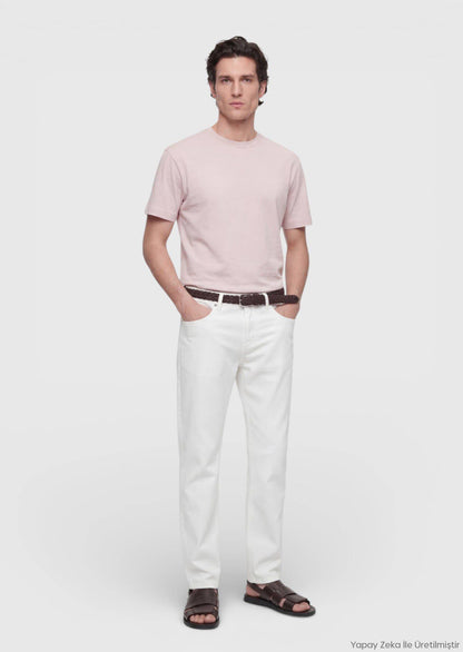 Rosa T-Shirt mit Rundhalsausschnitt aus 100 % Baumwolle