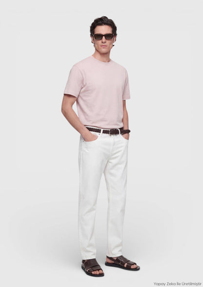 Rosa T-Shirt mit Rundhalsausschnitt aus 100 % Baumwolle