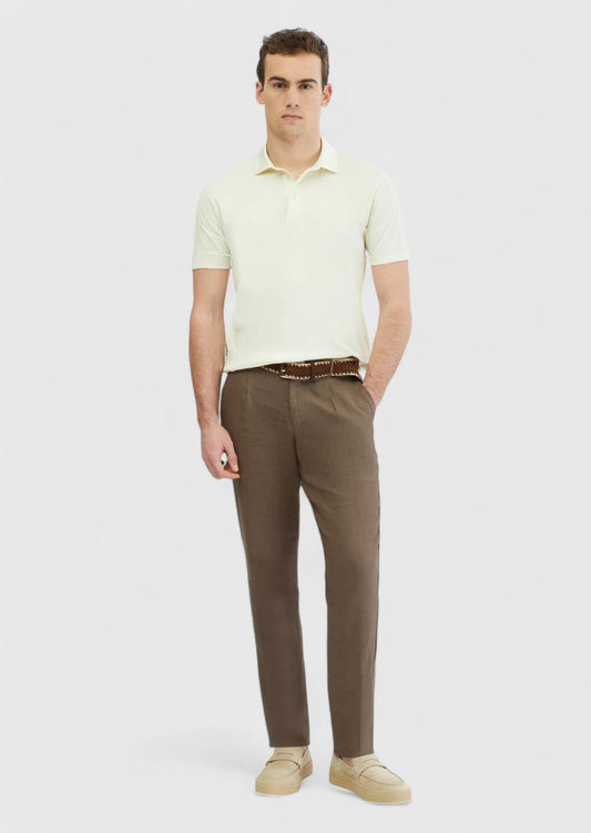 Ecrufarbenes, schlichtes Polo-Shirt aus 100 % Baumwolle