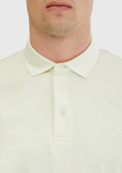 Ecrufarbenes, schlichtes Polo-Shirt aus 100 % Baumwolle