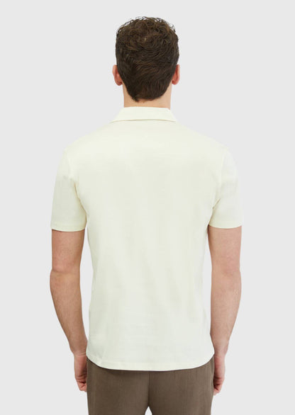 Ecrufarbenes, schlichtes Polo-Shirt aus 100 % Baumwolle
