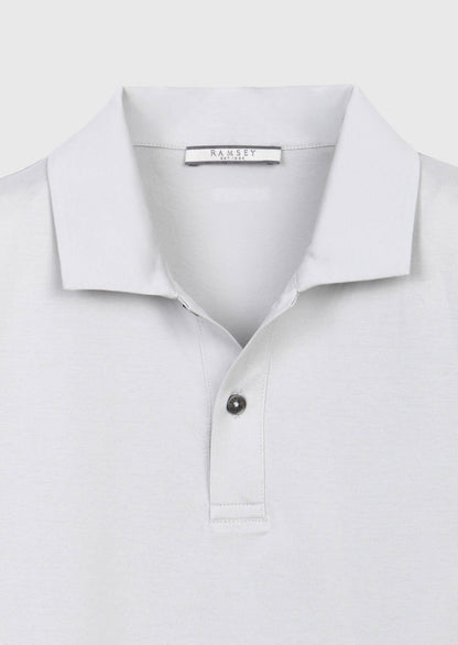 Hellgraues, einfarbiges Polo-Shirt aus 100 % Baumwolle
